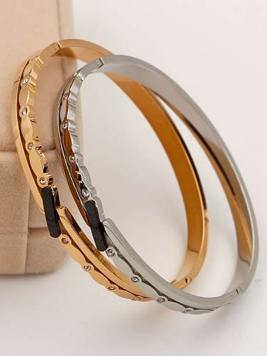 Titanium Letter Cubic Zirconia Minimalist Band Bangle