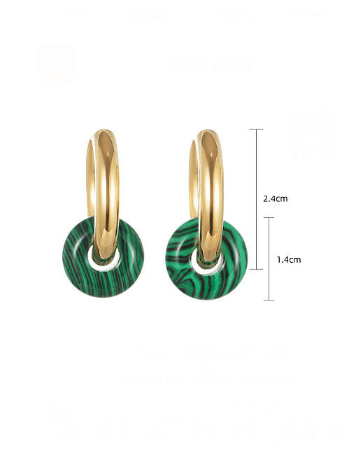 Boucle d'oreille Huggie minimaliste ronde turquoise en acier inoxydable