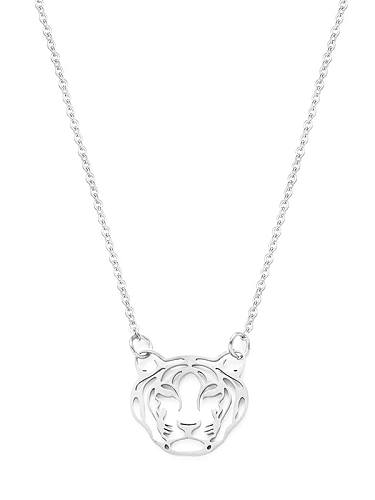 Titanium Steel Minimalist Hollow Tiger Pendant Necklace