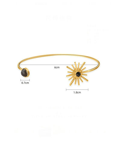 Stainless steel Natural Stone Sun Flower Vintage Bracelet