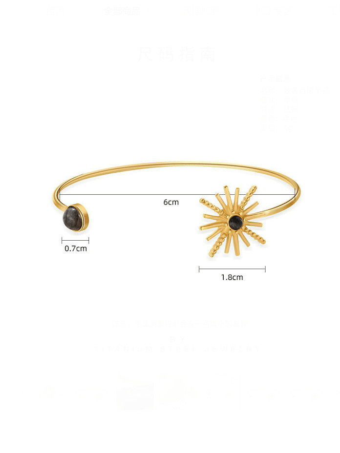 Bracelet vintage fleur de soleil en pierre naturelle en acier inoxydable