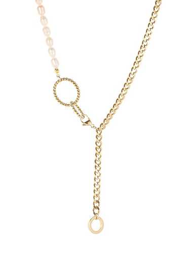 Stainless steel Imitation Pearl Tassel Vintage Lariat Necklace