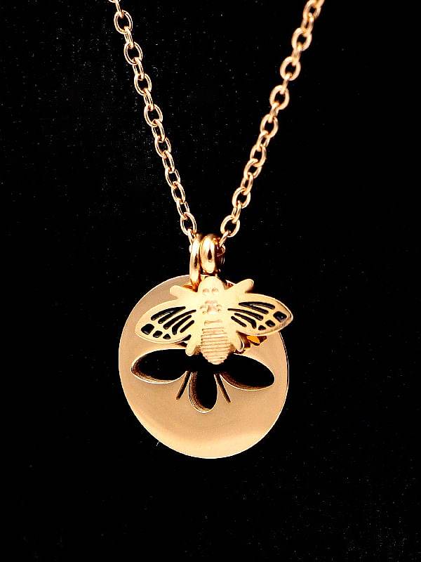 Titanium Hollow Bee Minimalist pendant Necklace