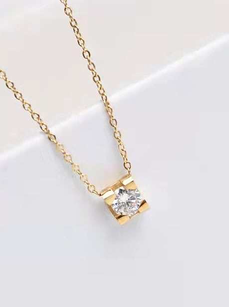 Collar minimalista geométrico de diamantes de imitación de acero titanio