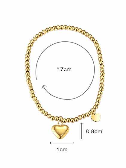Bracelet perlé vintage en forme de coeur en acier au titane