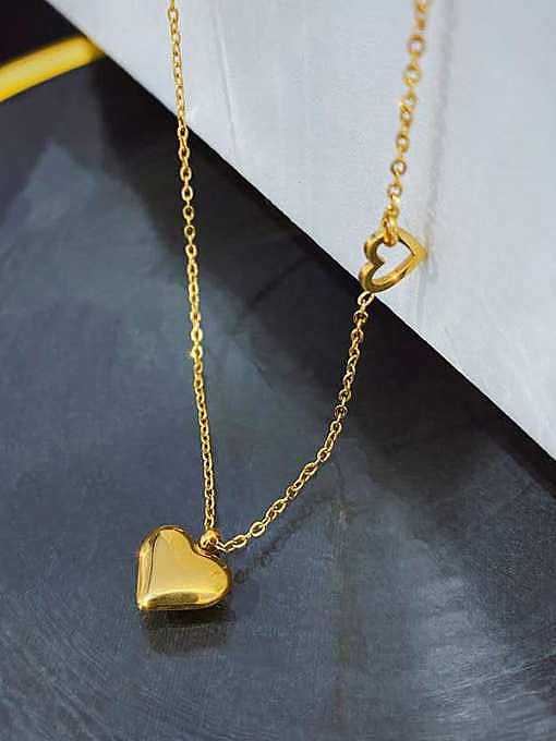 Minimalistische glatte Herz-Anhänger-Halskette aus Titanstahl