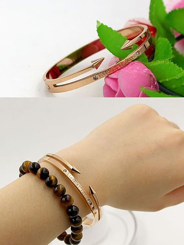 Titanium Cubic Zirconia Letter Dainty Cuff Bangle