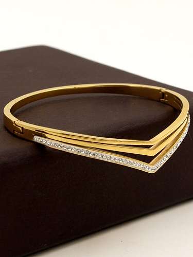 Titanium Cubic Zirconia Irregular Dainty Set Bangle