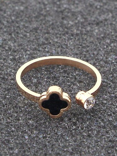 Titanium Cubic Zirconia Clover Dainty Band Ring