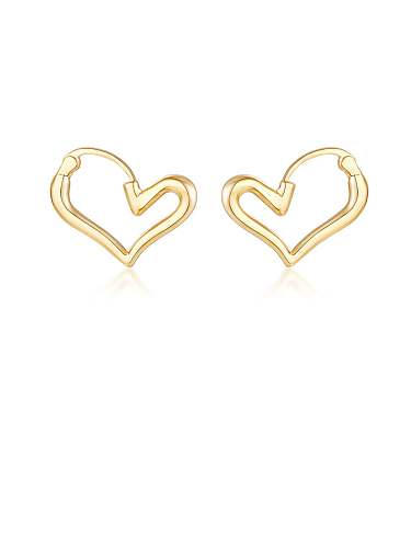 Copper Smooth Hollow Heart Minimalist Stud Earring