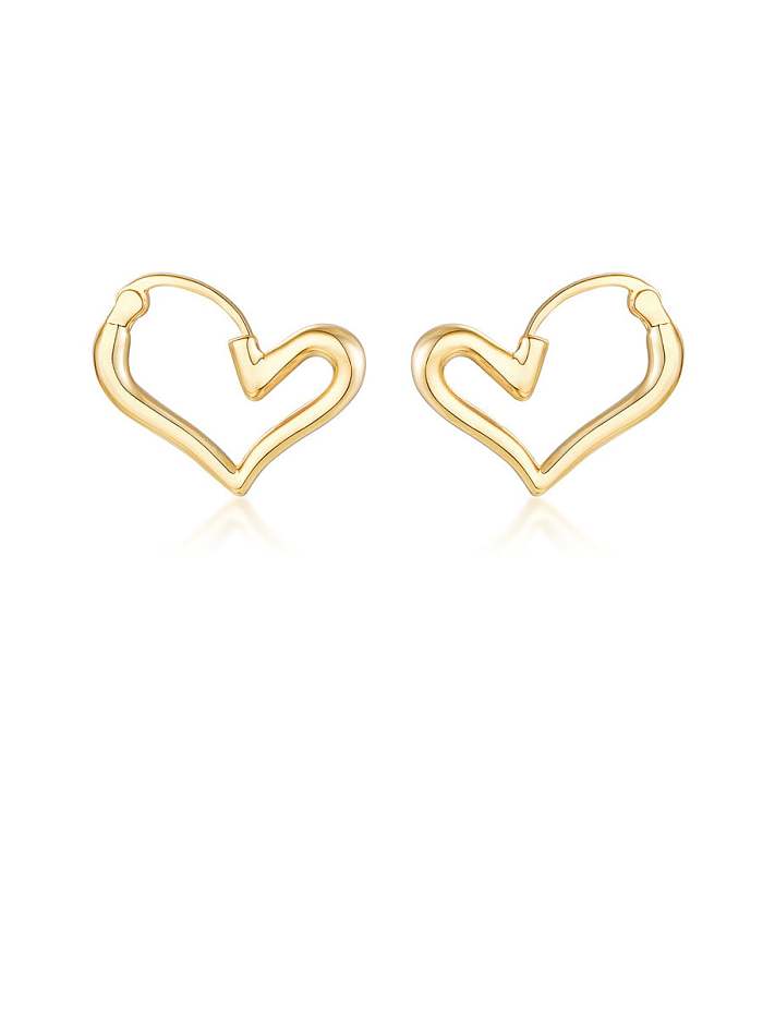 Boucles d'Oreilles Minimalistes Coeur Creux Lisse Cuivre