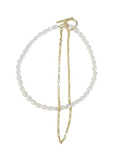 Titan Stahl Nachahmung Perle geometrische Vintage Strang Armband