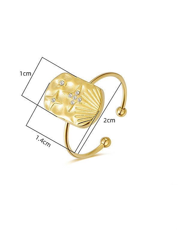 Stainless steel Rhinestone Geometric Minimalist Band Ring