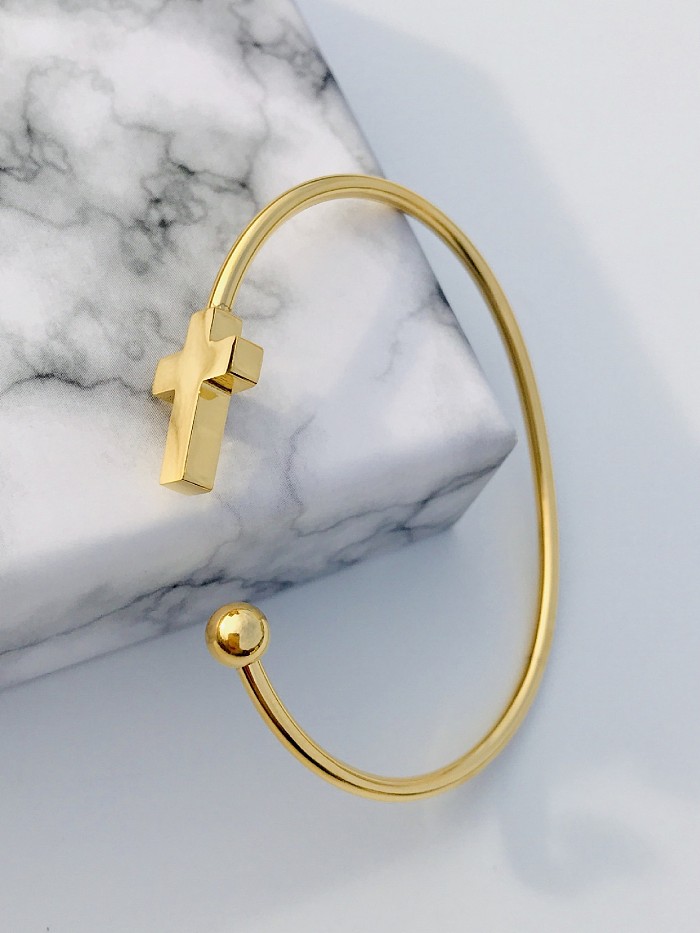Copper With 18k Gold Plated Fashion Cross Bangles