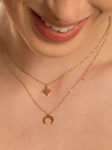 Stainless steel Star Minimalist Multi Strand Necklace