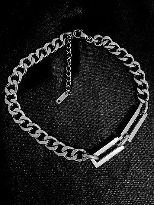 Collar de cadena geométrica hueca de hip hop de acero titanio