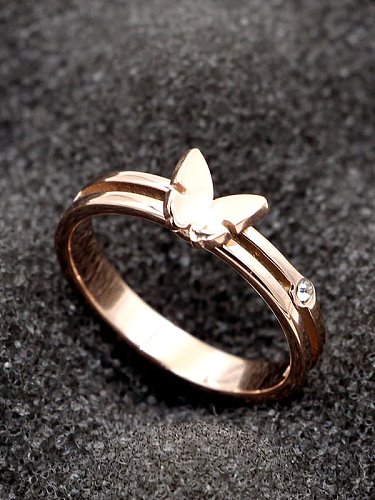 Titanium Cubic Zirconia Butterfly Dainty Band Ring