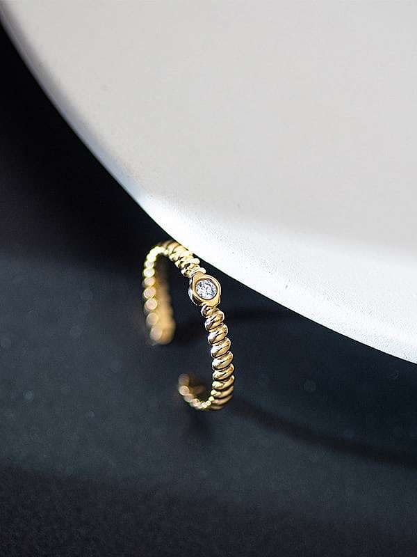 Stainless steel Rhinestone Geometric Minimalist Band Ring
