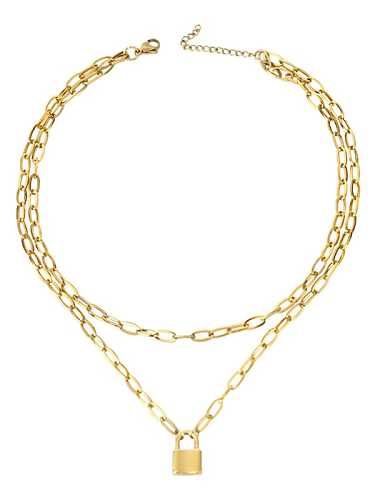 Titan Stahl Medaillon Vintage mehrsträngige Halskette