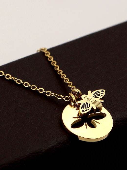 Collier pendentif minimaliste en titane avec abeille creuse