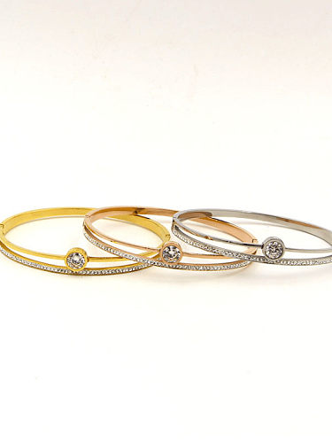 Titanium Cubic Zirconia Geometric Dainty Band Bangle