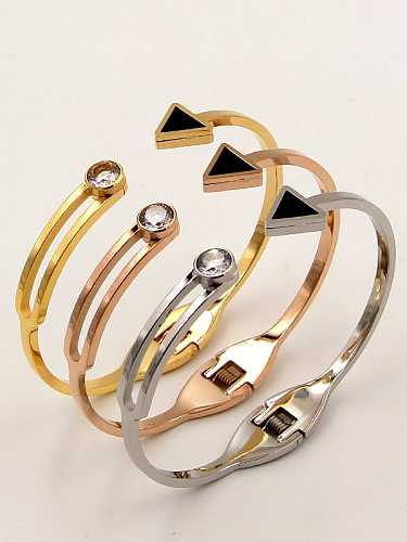 Titanium Cubic Zirconia Triangle Minimalist Cuff Bangle