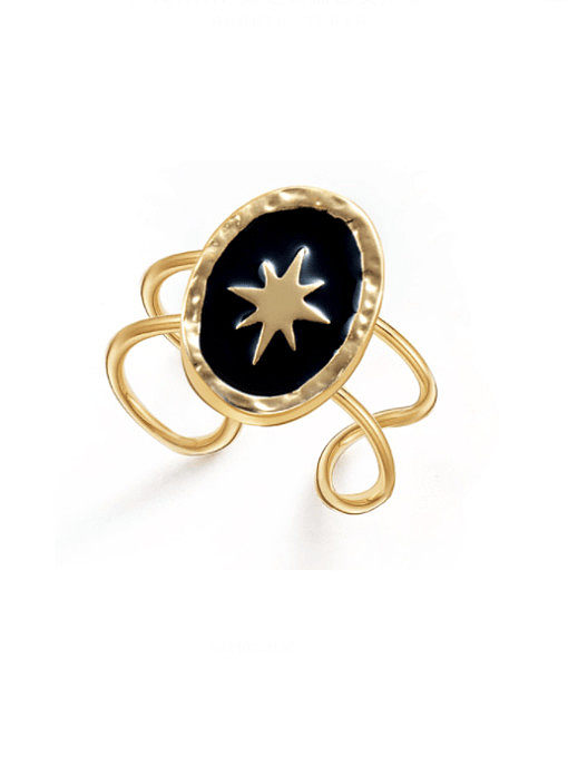 Brass Enamel Star Vintage Stackable Ring
