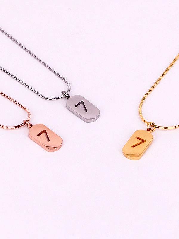 Titanium Number Minimalist Initials Necklace