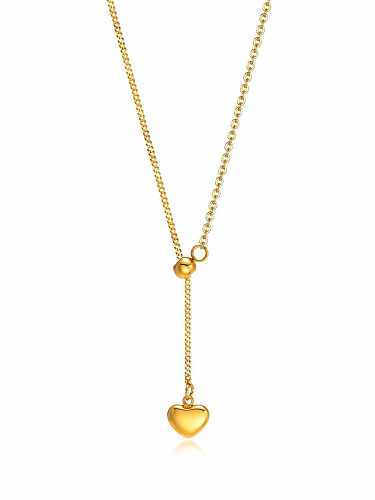 Titanium Steel Heart Tassel Minimalist Lariat Necklace