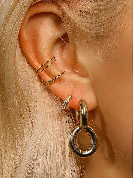 Boucles d'oreilles pendantes minimalistes géométriques creuses en laiton