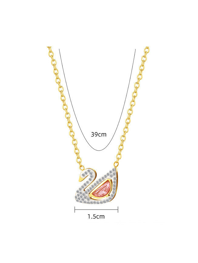 Stainless steel Cubic Zirconia Swan Dainty Necklace