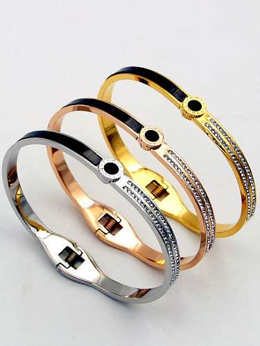 Titanium Cubic Zirconia Number Classic Band Bangle