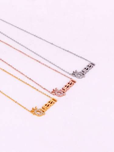 Titanium Letter Cubic Zirconia Message Dainty Initials Necklace