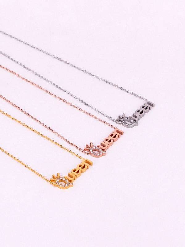 Collier Lettre Titane Cubic Zirconia Message Dainty Initiales