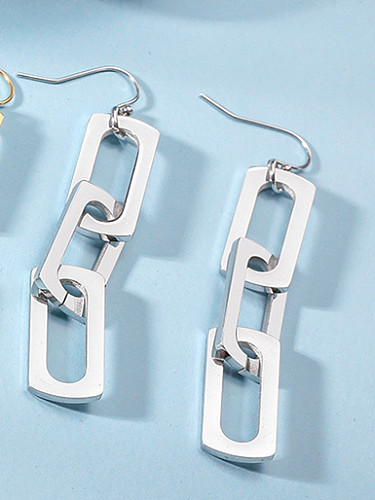 Stainless Steel Personality Geometry Long Drop Earrings