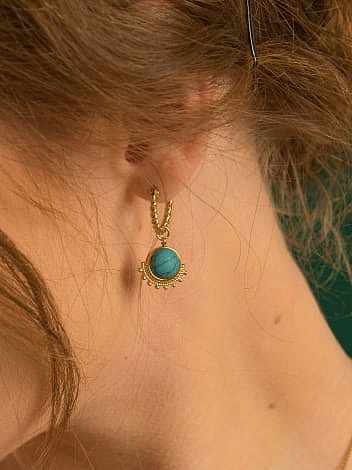 Titanium Steel Turquoise Vintage Drop Earring