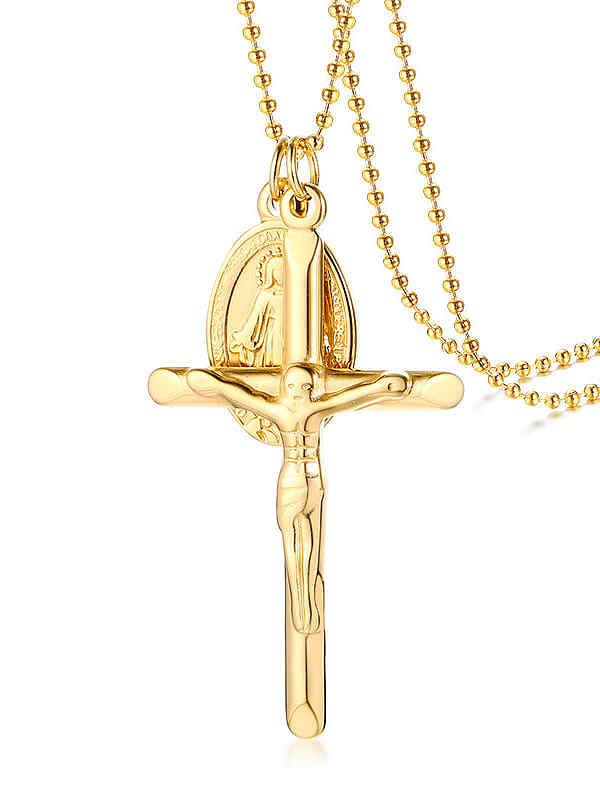 Collar religioso minimalista de cruz lisa de titanio