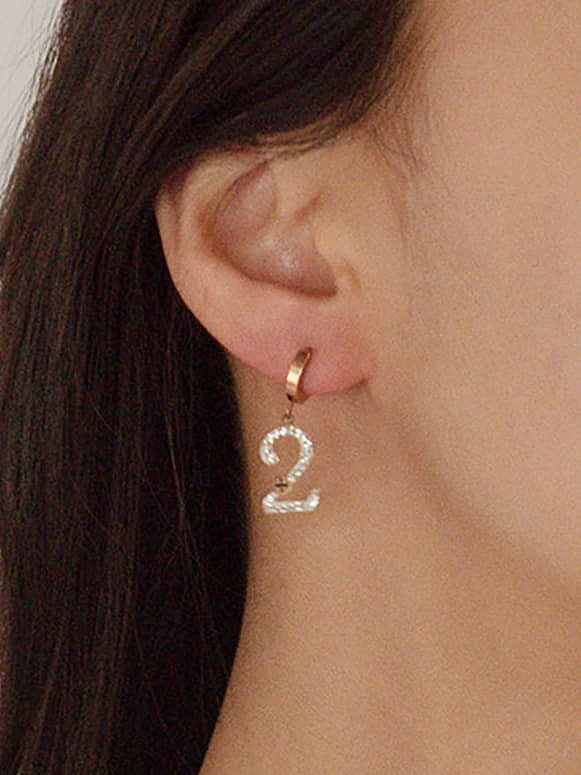 Titanium Steel Cubic Zirconia Number Minimalist Huggie Earring