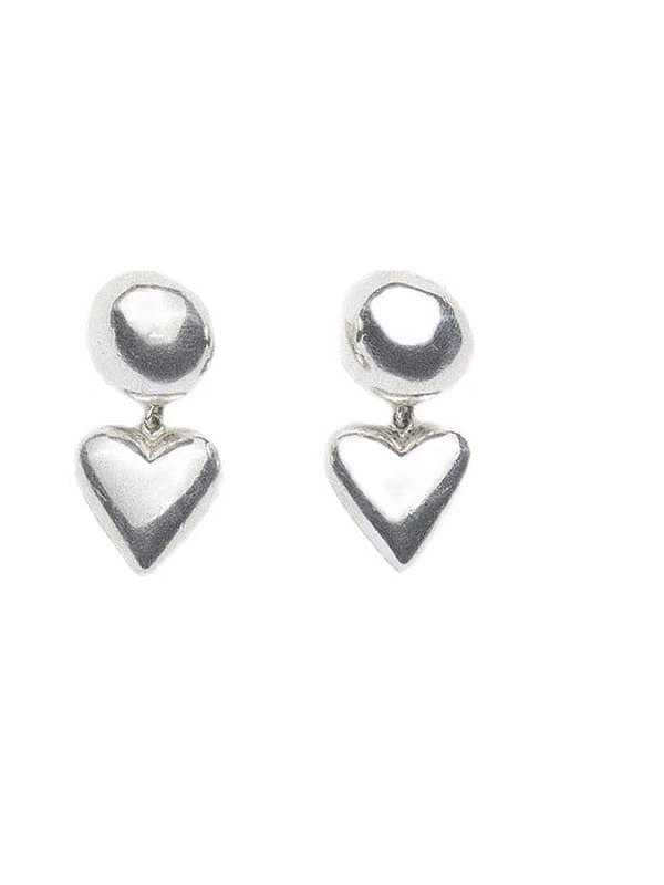 Boucles d'oreilles pendantes minimalistes en acier au titane avec cœur lisse