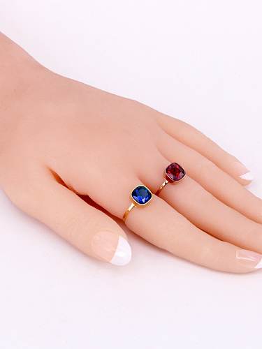 Titanium Glass Stone Geometric Minimalist Band Ring