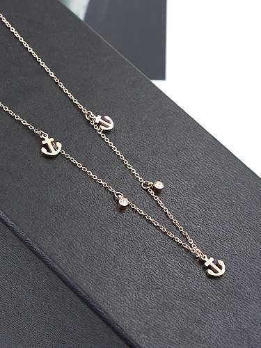 Titanium Ship mark Cubic Zirconia Geometric Trend Necklace