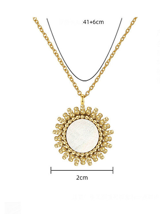 Titanium Steel Minimalist Sun Flower Pendnat Necklace