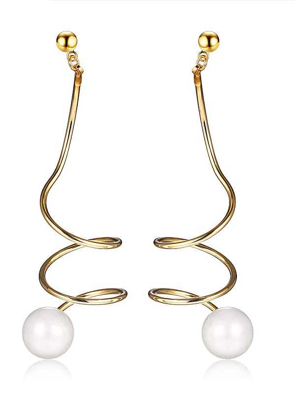 Kupfer Imitation Pearl White Unregelmäßiger minimalistischer Kronleuchter-Ohrring