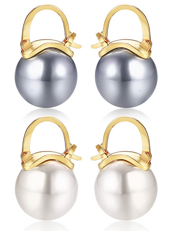 Boucles d'oreilles en acier inoxydable avec perle d'imitation