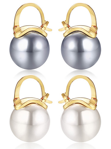 Aretes de perla de imitación de moda de acero inoxidable