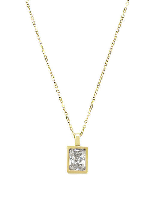 Light luxury compact French square color zirconium necklace