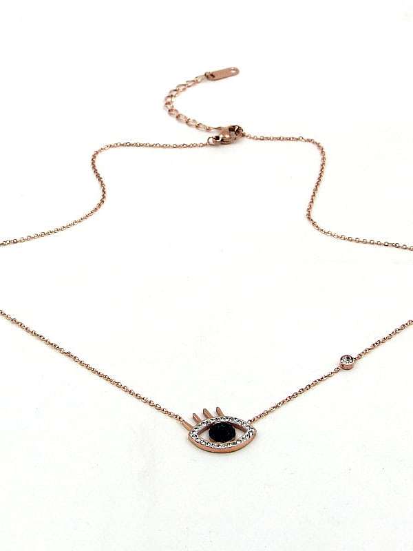 Titanium Rhinestone Evil Eye Minimalist pendant Necklace
