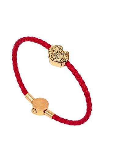 Titanium Steel Artificial Leather Locket Trend Adjustable Bracelet