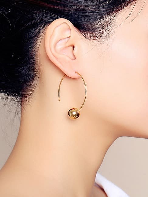 Titanium Smooth Bead Irregular Minimalist Hook Earring