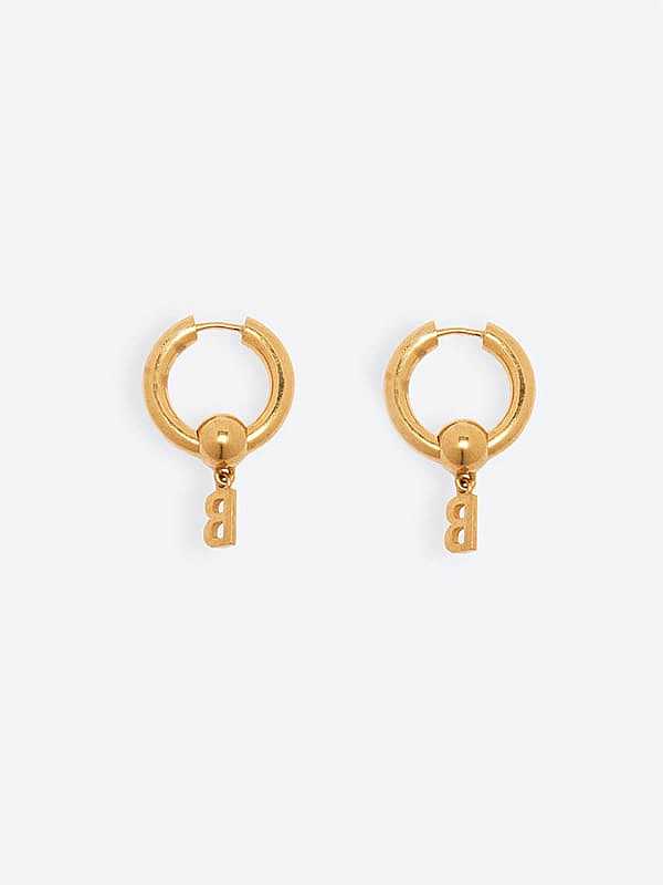 Brass Geometric Vintage Huggie Earring